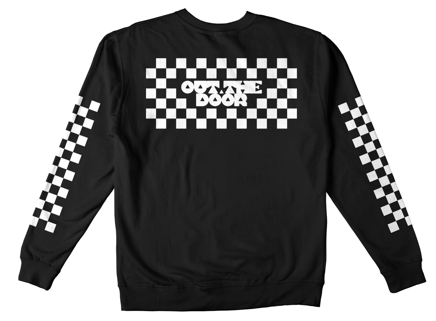 OTD Crew Neck Sweatshirt • Classic Checkers - White on Black