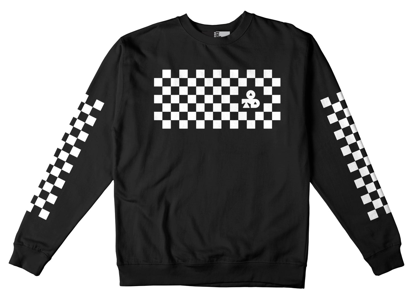 OTD Crew Neck Sweatshirt • Classic Checkers - White on Black
