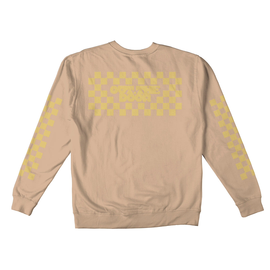 Reflective Crew Neck Sweatshirt • Classic Checkers - Gold on Sandstone