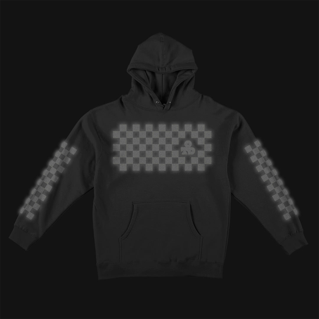 Reflective Hoodie Sweatshirt • Classic Checkers - Black on Black