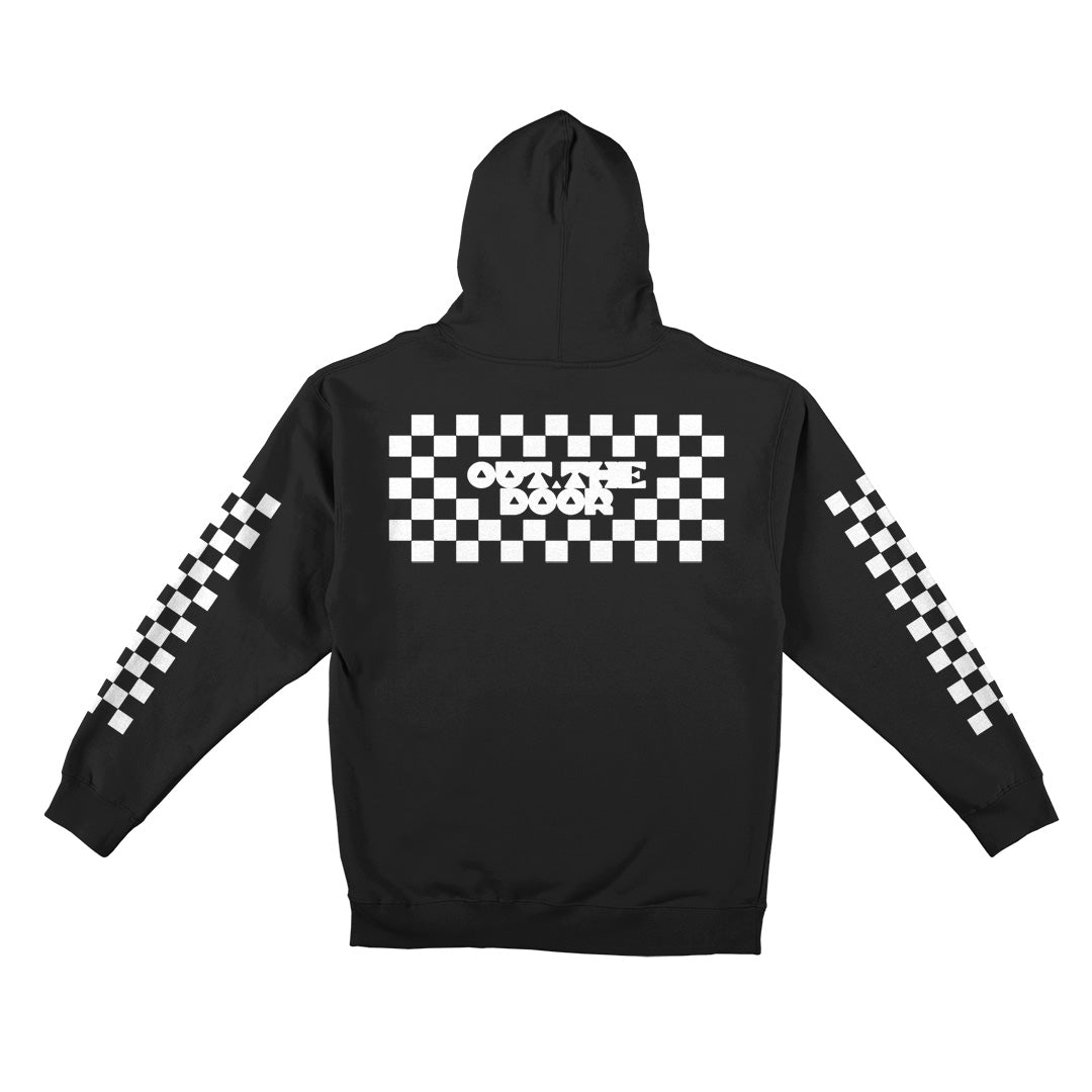 Reflective Hoodie Sweatshirt • Classic Checkers - White on Black