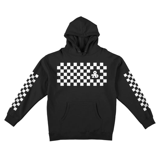 Reflective Hoodie Sweatshirt • Classic Checkers - White on Black