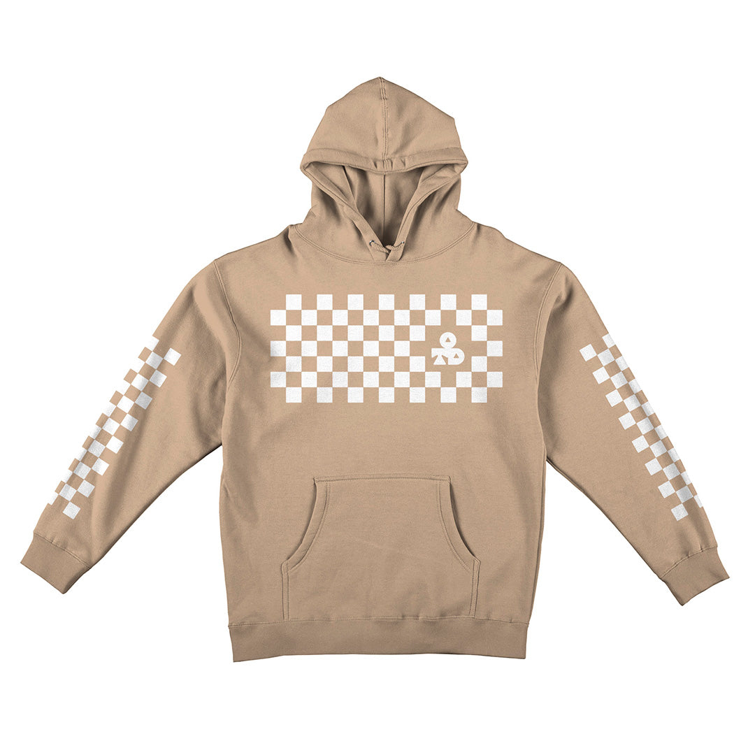 Reflective Hoodie Sweatshirt • Classic Checkers - White on Sandstone