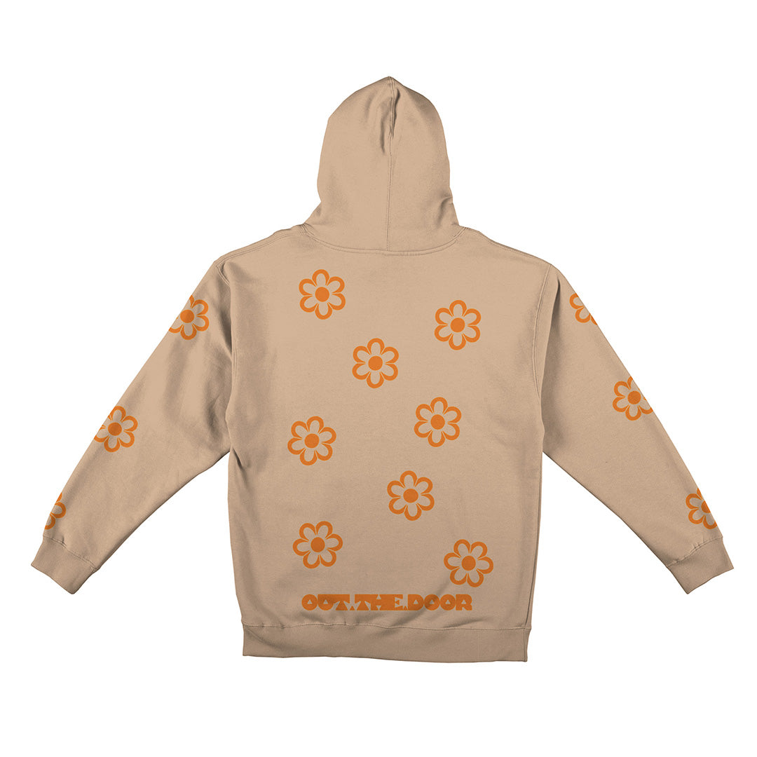 Reflective Hoodie Sweatshirt • Funky Flowers - Orange on Sandstone