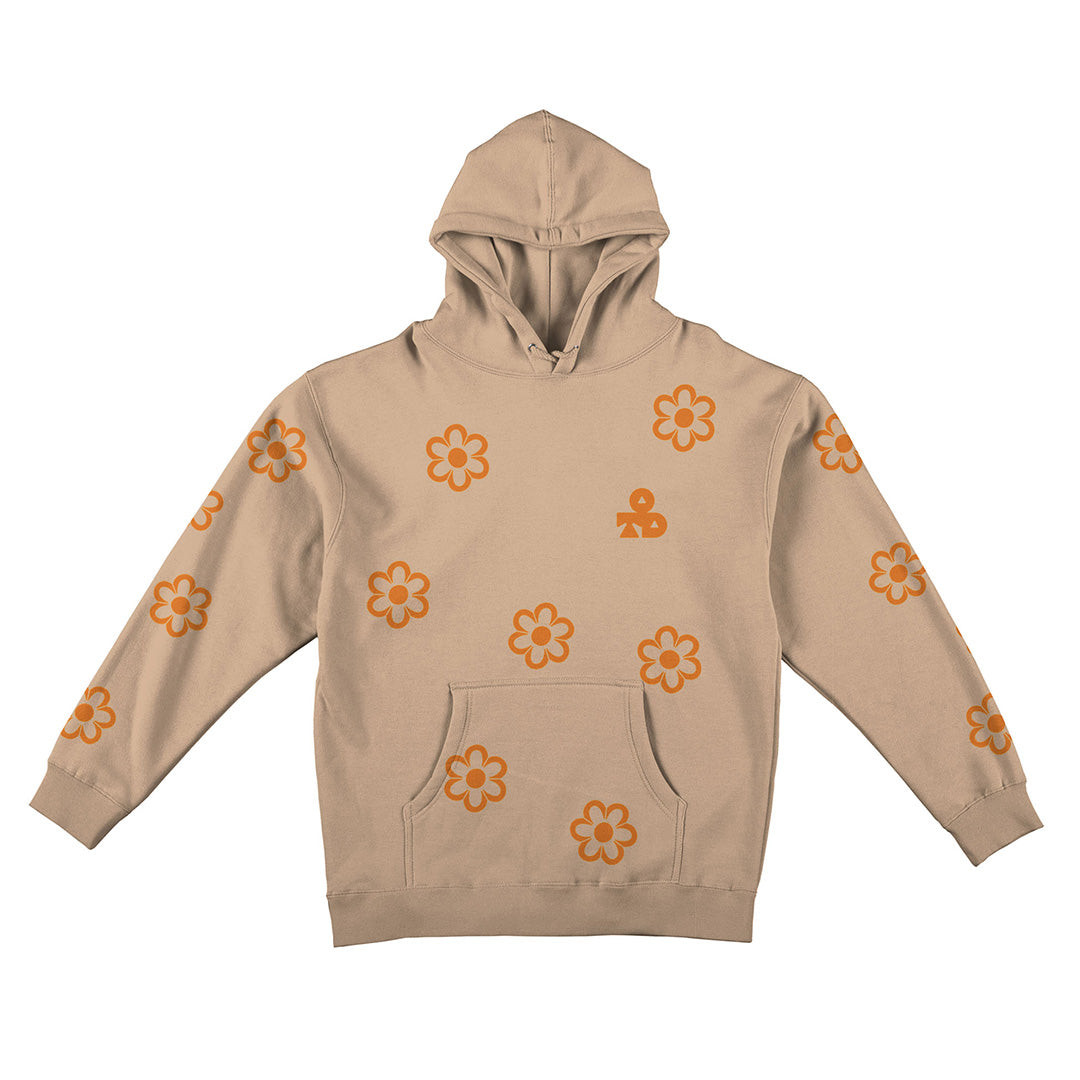Reflective Hoodie Sweatshirt • Funky Flowers - Orange on Sandstone