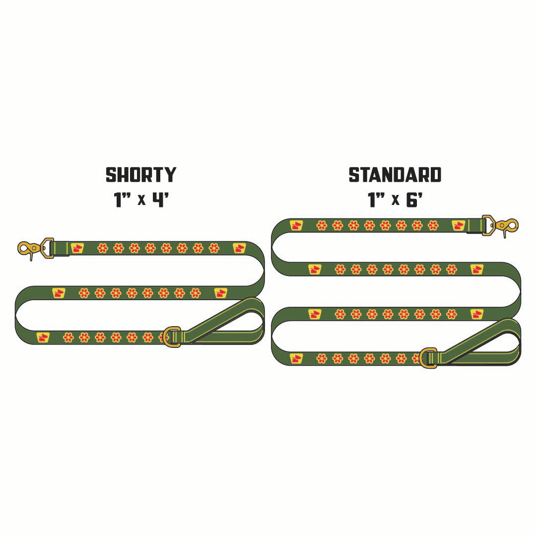 Reflective Wanderwag Leash • Funky Flowers - Ranger Green