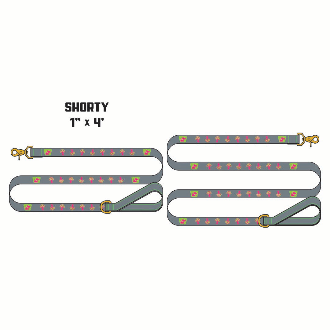 Reflective Wanderwag Leash • Magic Mushrooms - Wolf Grey