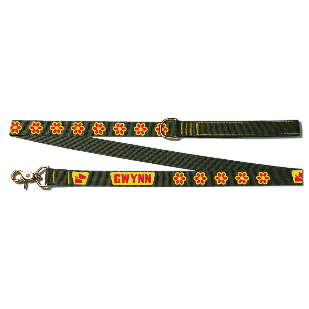 Reflective Wanderwag Leash • Funky Flowers - Ranger Green