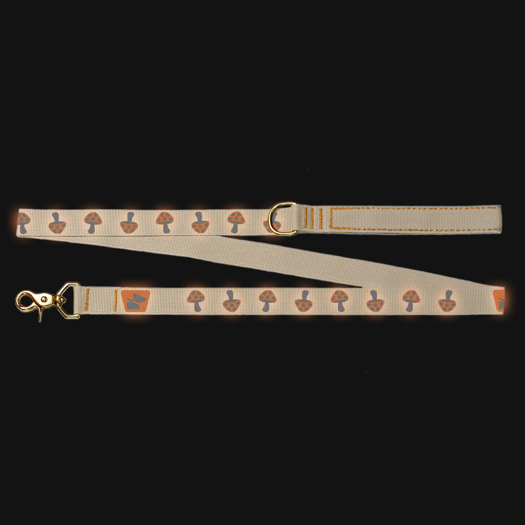 Reflective Wanderwag Leash • Magic Mushrooms - Desert Tan