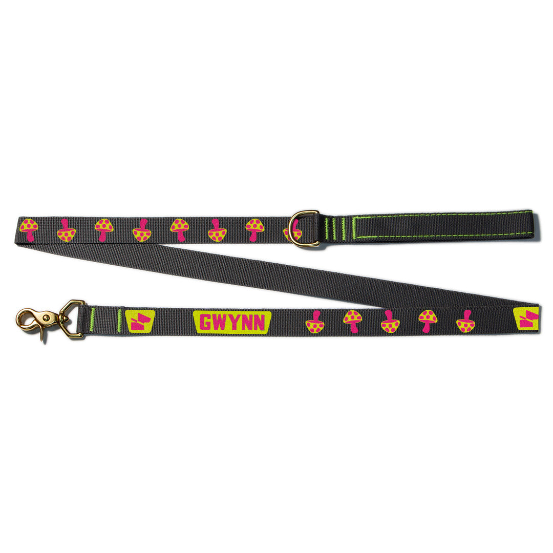Reflective Wanderwag Leash • Magic Mushrooms - Wolf Grey
