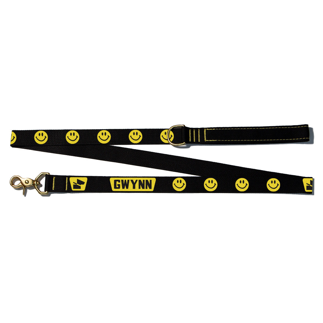 Reflective Wanderwag Leash • Super Smilies - Coal Black
