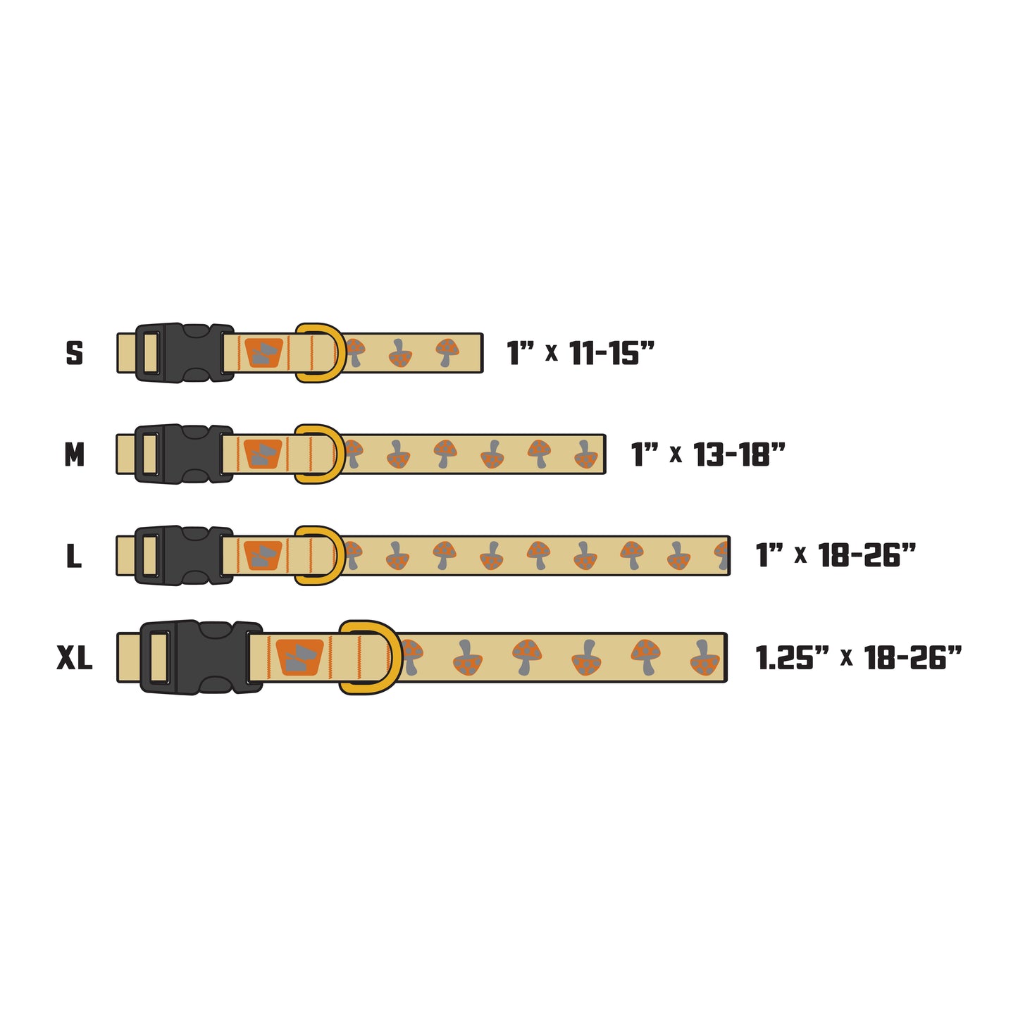 Reflective Base Camp Collar • Magic Mushrooms - Desert Tan