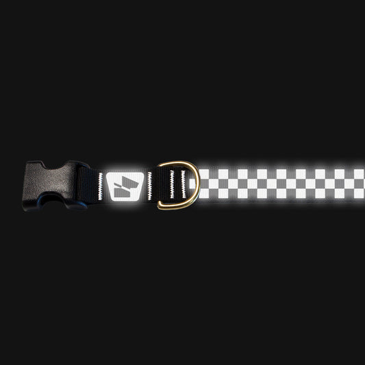 Reflective Base Camp Collar • Classic Checkers - Coal Black