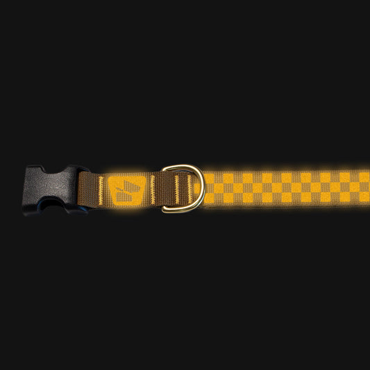 Reflective Base Camp Collar • Classic Checkers - Coyote Brown