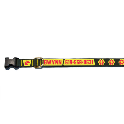 Reflective Base Camp Collar • Funky Flowers - Ranger Green