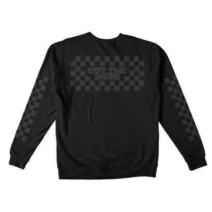 Reflective Crew Neck Sweatshirt • Classic Checkers - Black on Black
