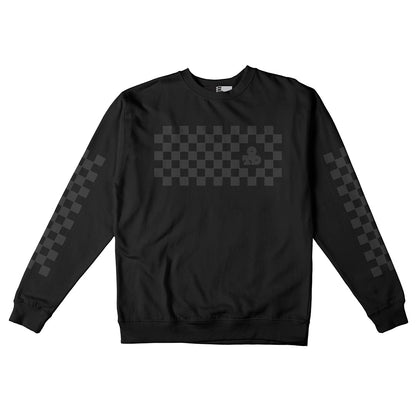 Reflective Crew Neck Sweatshirt • Classic Checkers - Black on Black