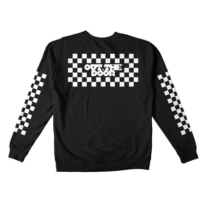 Reflective Crew Neck Sweatshirt • Classic Checkers - White on Black
