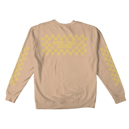 Reflective Crew Neck Sweatshirt • Classic Checkers - Gold on Sandstone