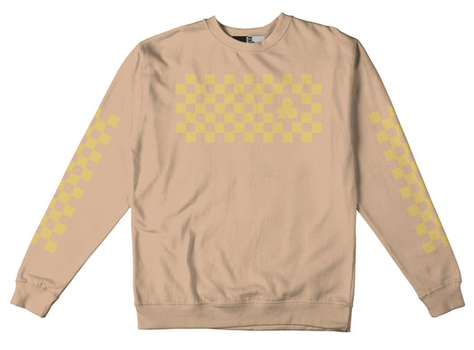 OTD Crew Neck Sweatshirt • Classic Checkers - Gold on Sandstone
