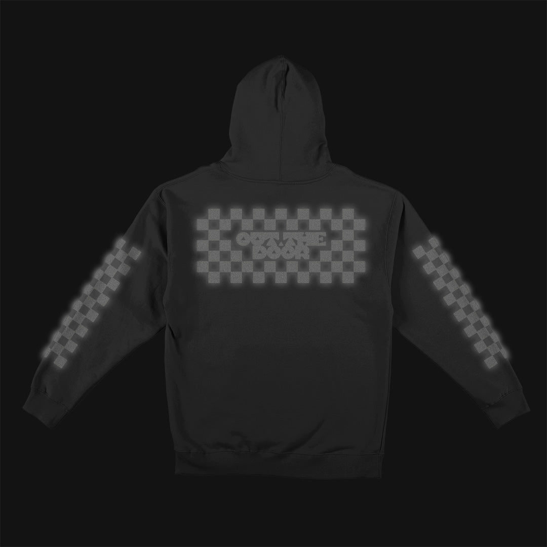 Reflective Hoodie Sweatshirt • Classic Checkers - Black on Black