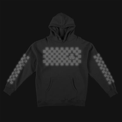 Reflective Hoodie Sweatshirt • Classic Checkers - Black on Black