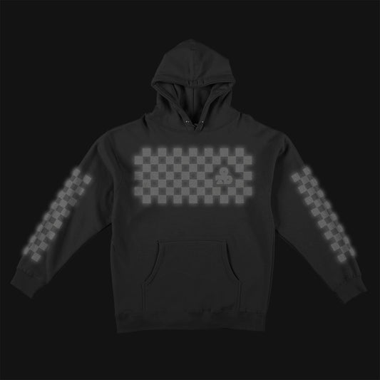Reflective Hoodie Sweatshirt • Classic Checkers - Black on Black