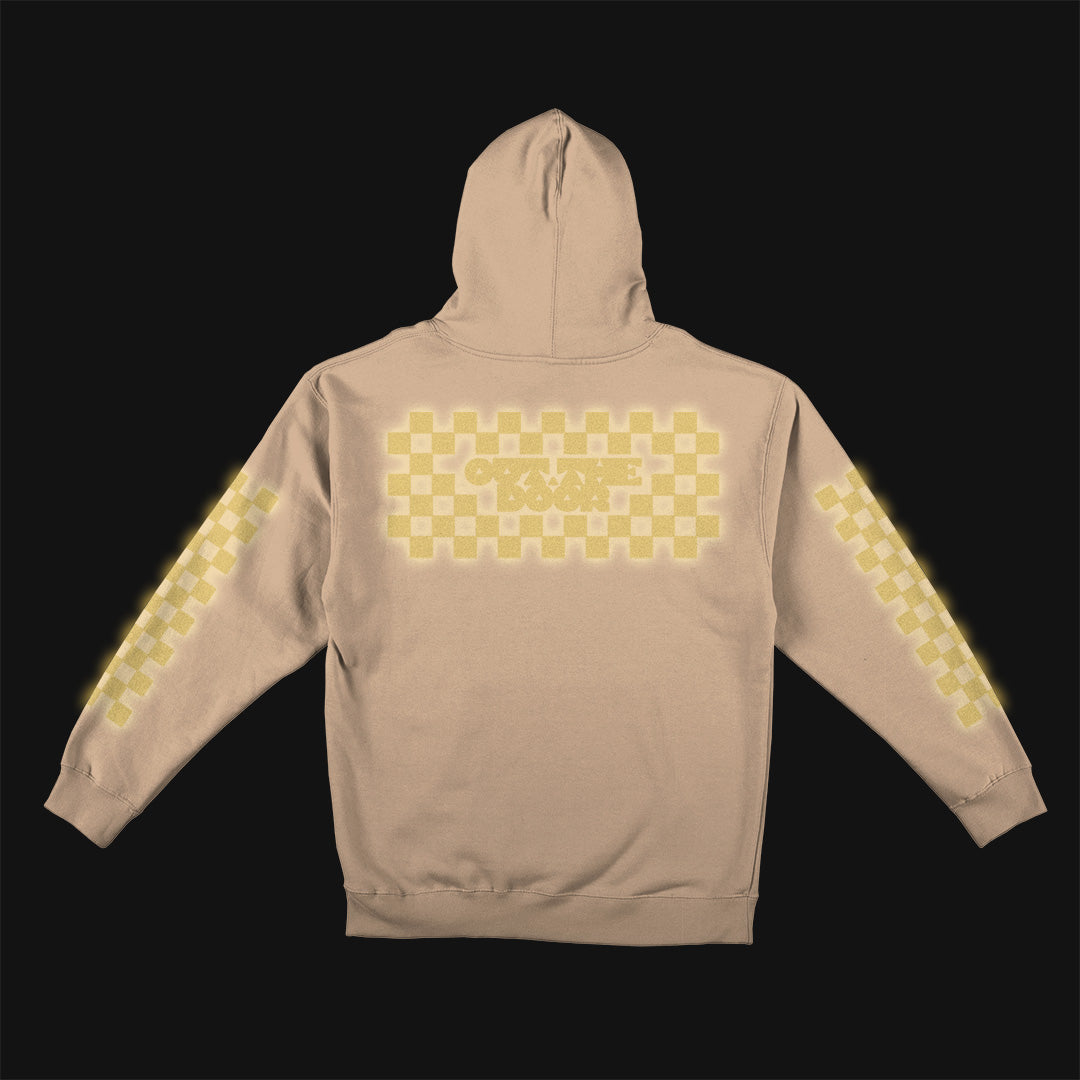 Reflective Hoodie Sweatshirt • Classic Checkers - Gold on Sandstone
