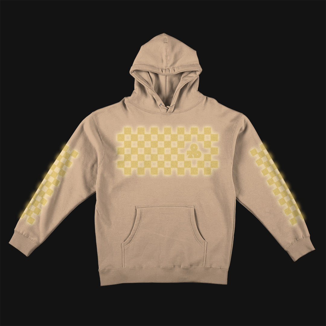 Reflective Hoodie Sweatshirt • Classic Checkers - Gold on Sandstone