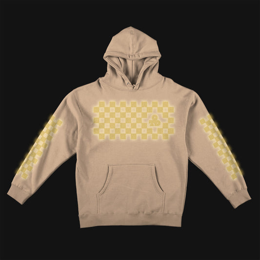 Reflective Hoodie Sweatshirt • Classic Checkers - Gold on Sandstone