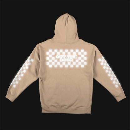 Reflective Hoodie Sweatshirt • Classic Checkers - White on Sandstone