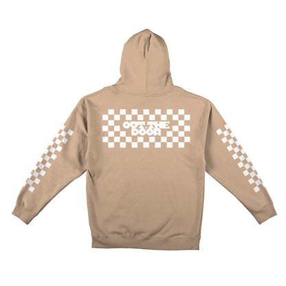 Reflective Hoodie Sweatshirt • Classic Checkers - White on Sandstone