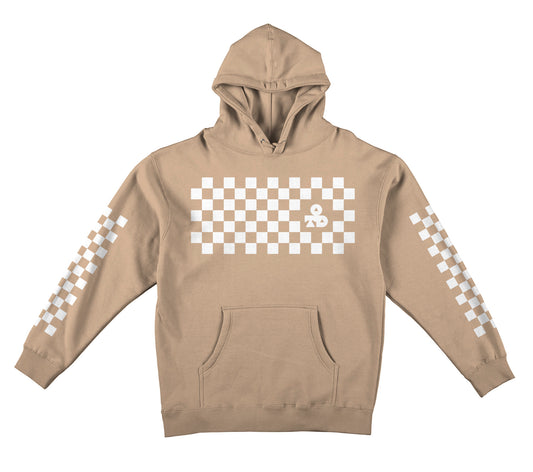 OTD Hoodie Sweatshirt • Classic Checkers - White on Sandstone