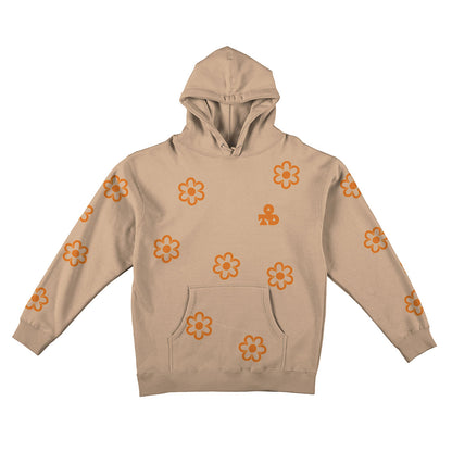 Reflective Hoodie Sweatshirt • Funky Flowers - Orange on Sandstone