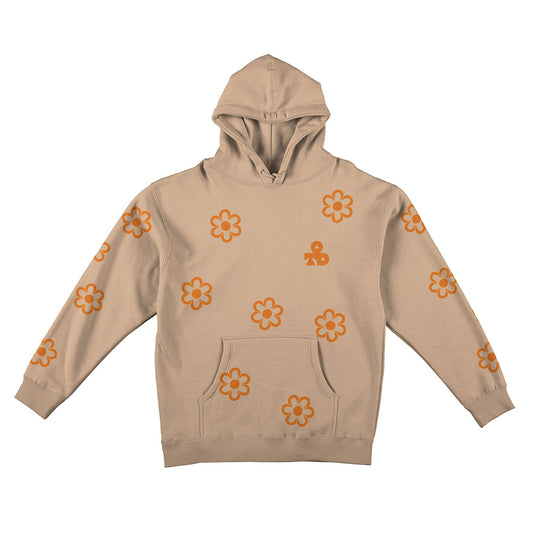 Reflective Hoodie Sweatshirt • Funky Flowers - Orange on Sandstone