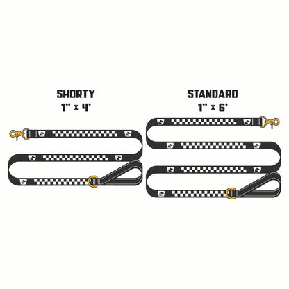 Reflective Wanderwag Leash • Classic Checkers  - Coal Black