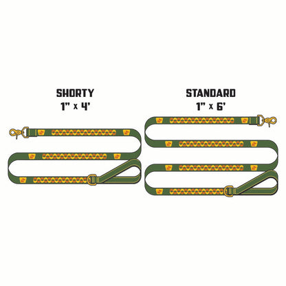 Reflective Wanderwag Leash • Retro Ribbon - Ranger Green