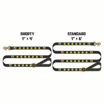 Reflective Wanderwag Leash • Super Smilies  - Coal Black