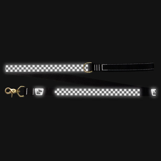 Reflective Wanderwag Leash • Classic Checkers  - Coal Black