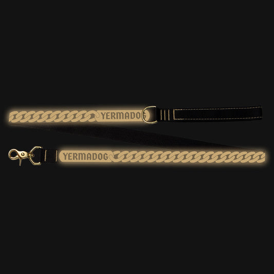 Reflective Wanderwag Leash • Curb Chain  - 24k Gold