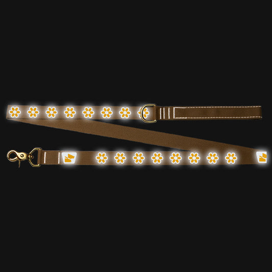 Reflective Wanderwag Leash • Funky Flowers - Coyote Brown