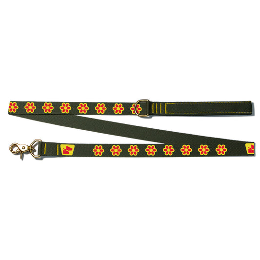 Reflective Wanderwag Leash • Funky Flowers - Ranger Green