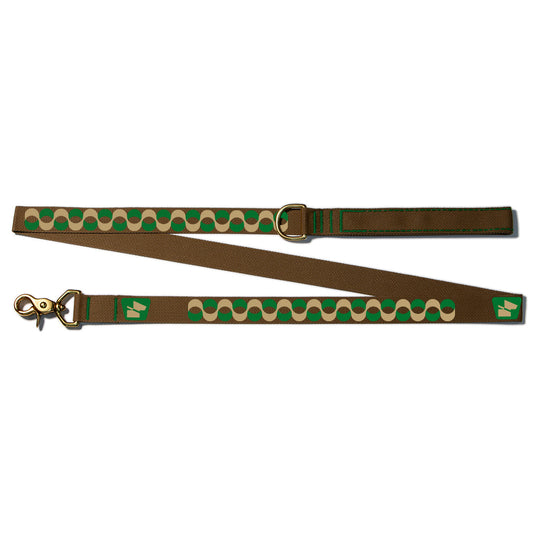 Reflective Wanderwag Leash • Retro Ribbon - Coyote Brown