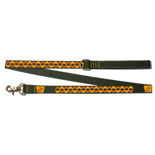 Reflective Wanderwag Leash • Retro Ribbon - Ranger Green