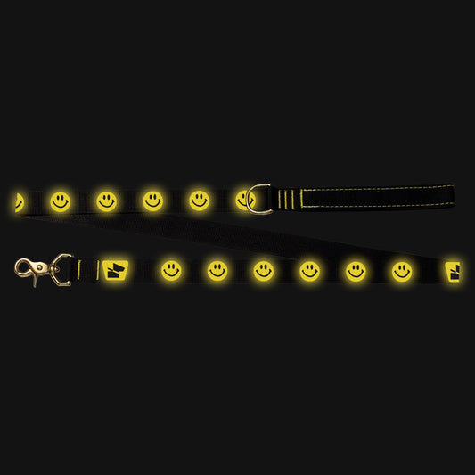 Reflective Wanderwag Leash • Super Smilies  - Coal Black