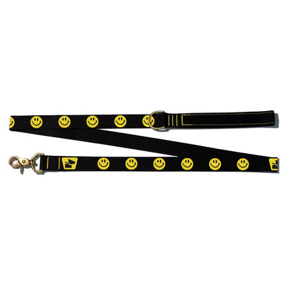 Reflective Wanderwag Leash • Super Smilies  - Coal Black